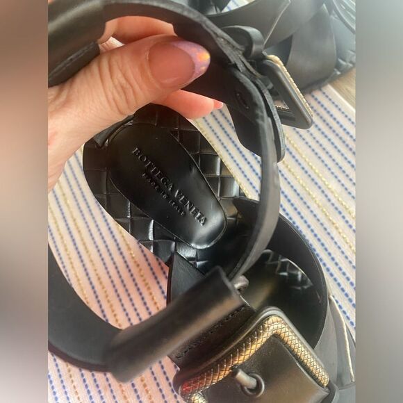 Bottega veneta high black sandals with buckle and fringes size 36 - Picture 13 of 15